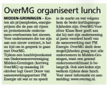 OverMG organiseert lunch / De Regiokrant bericht